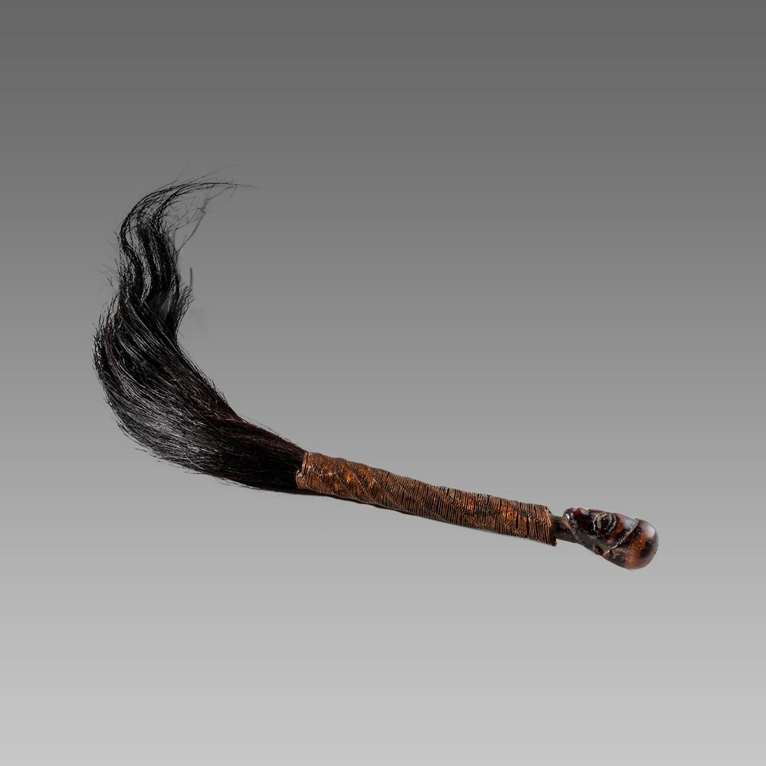 African, Tanzania Makonde Fly Whisk with horse hair. (1 of 4)