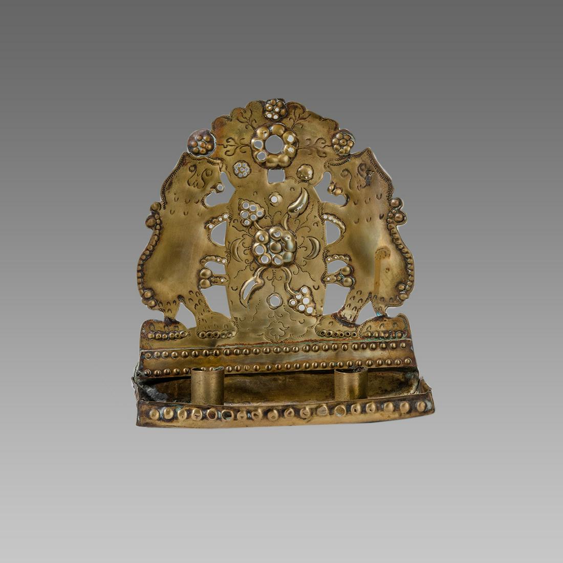 Judaica Copper sabbath lamp Dutch, c.18th century. (1 of 2)