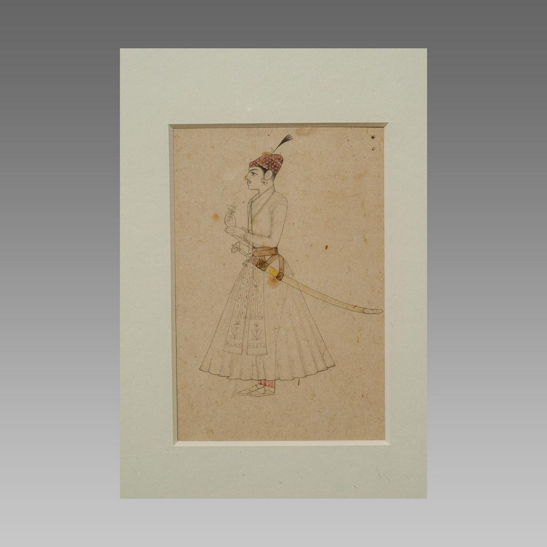 19th century Indian black and  white Sketch of a (1 of 2)