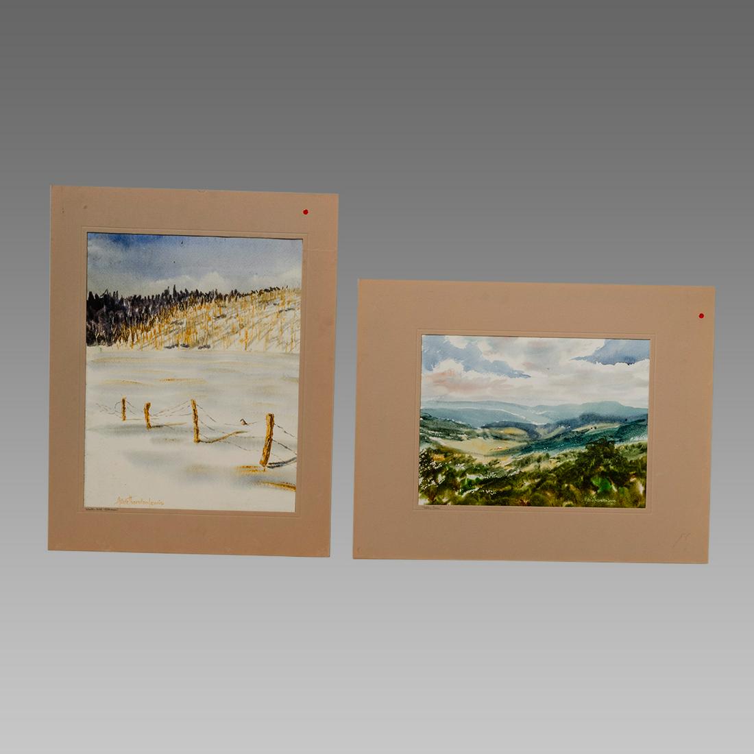 Lot of 2 Vintage painting of Winter, Valley.Signed. (1 of 2)