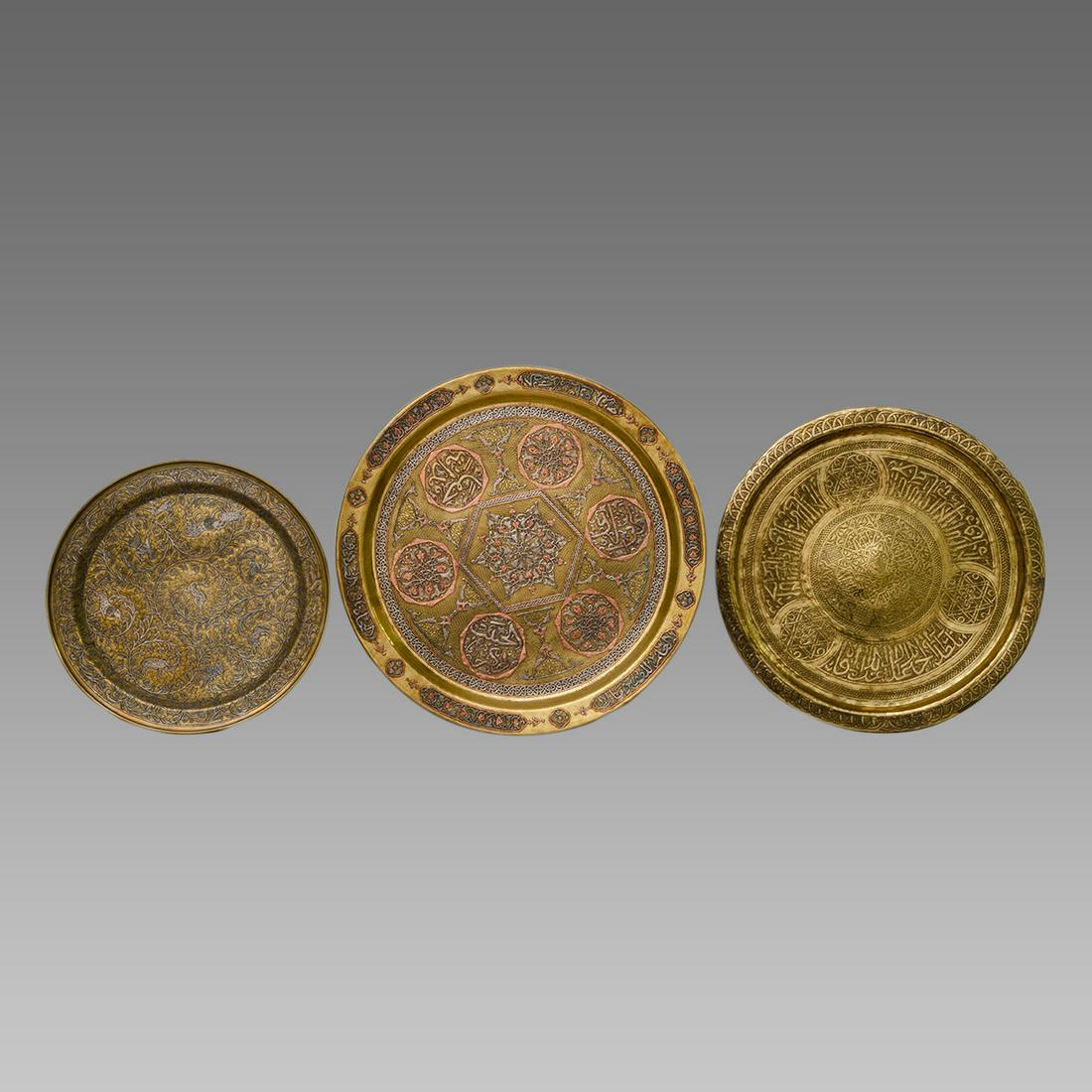 Mamluk Revival, Syrian Silver Inlaid on Brass Trays (1 of 1)