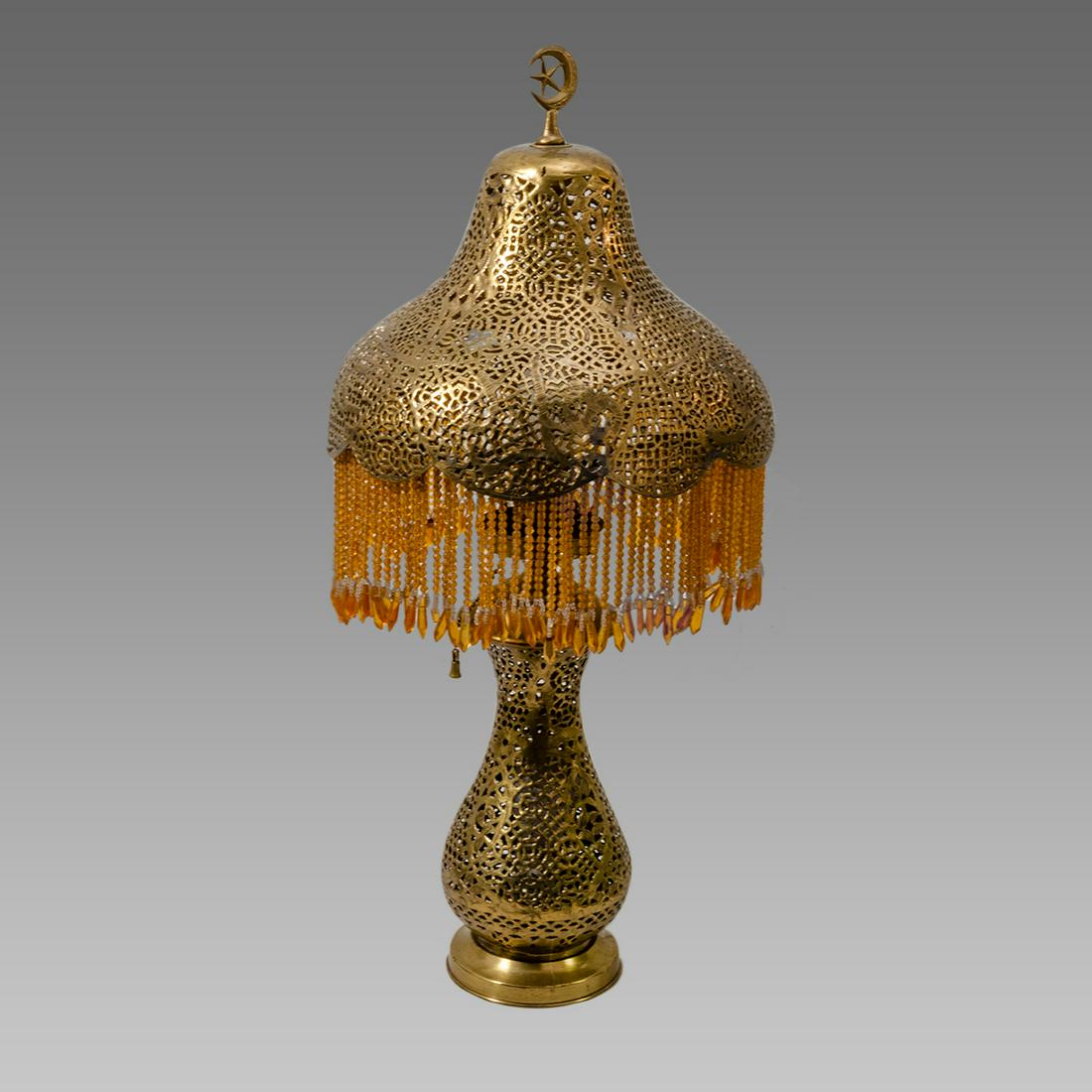 Antique Middle eastern brass Table Lamp with Shade. (1 of 1)