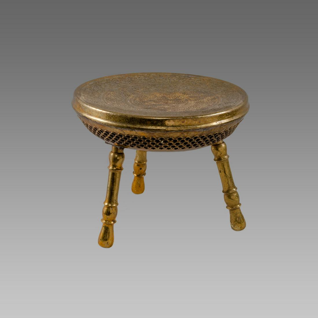 Indian Brass Three Legged Foot Stool