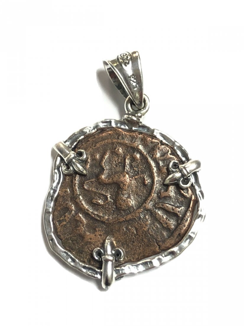 Medieval, Armenia Bronze Coin Set in Silver Pendant. (1 of 2)