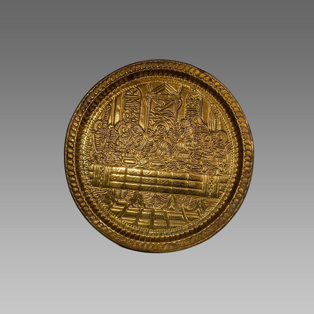 A Syrian Middle eastern Copper Tray with Last Supper (1 of 1)