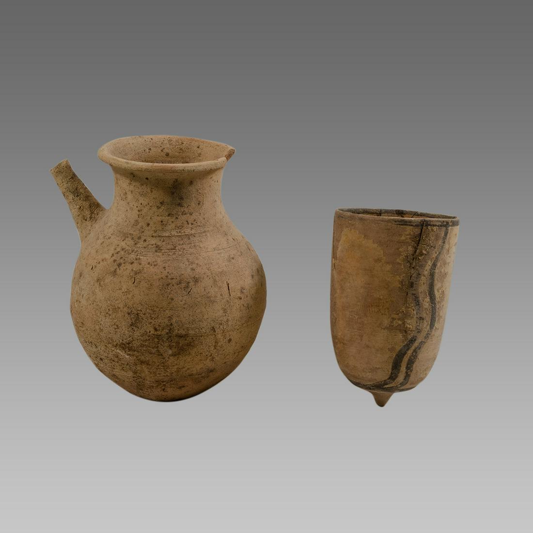 Lot of 2 Holy land Roman Terracotta Vessels c.1st cent (1 of 3)