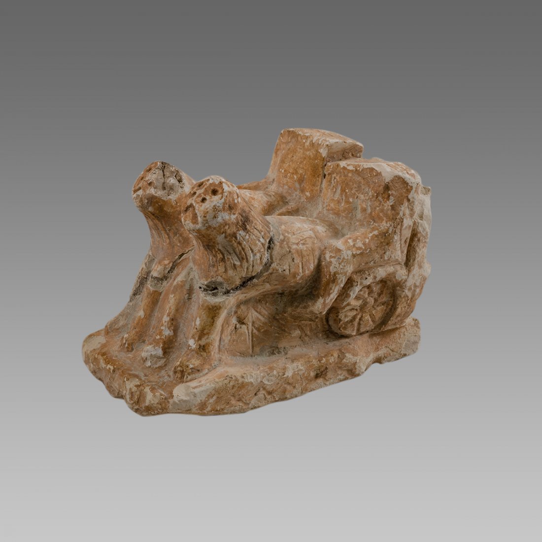 Near Eastern Style Limestone Chariot With Lions. (1 of 2)