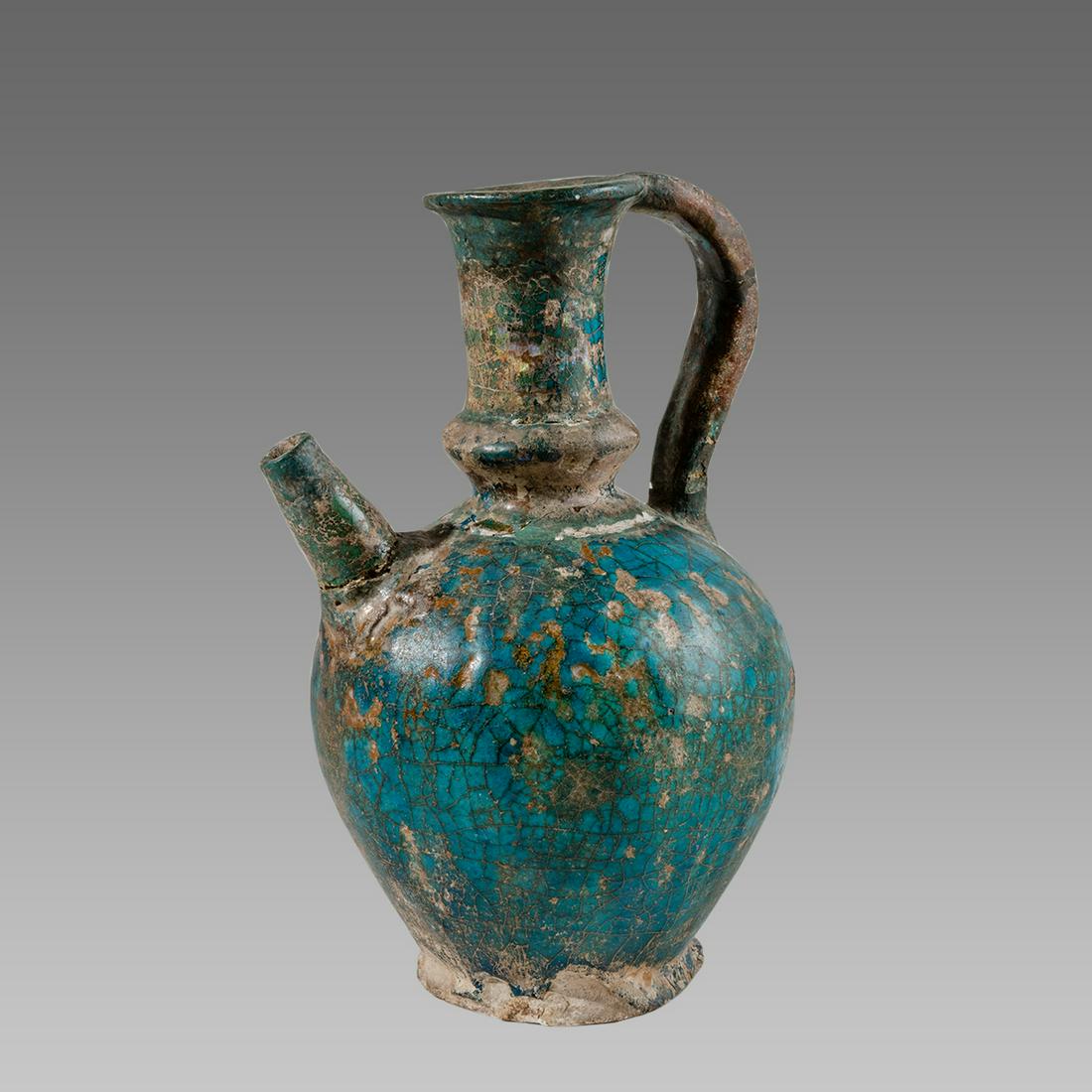 Islamic Kashan Blue Ceramic Jug c.14th century AD. (1 of 3)