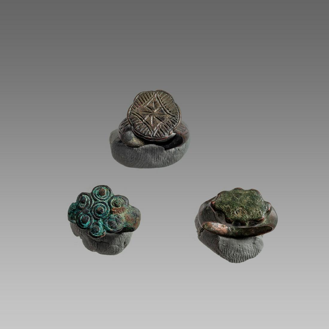 Lot of 3 Roman Bronze Rings c.2nd century AD. (1 of 2)