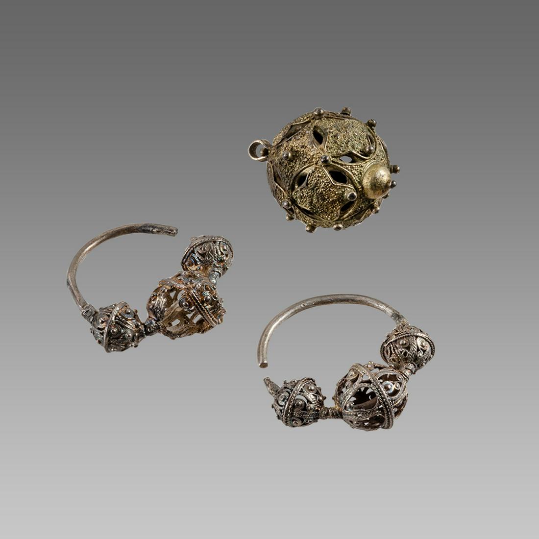 Lot of Medieval Gilded Silver Earrings c.14th century (1 of 2)