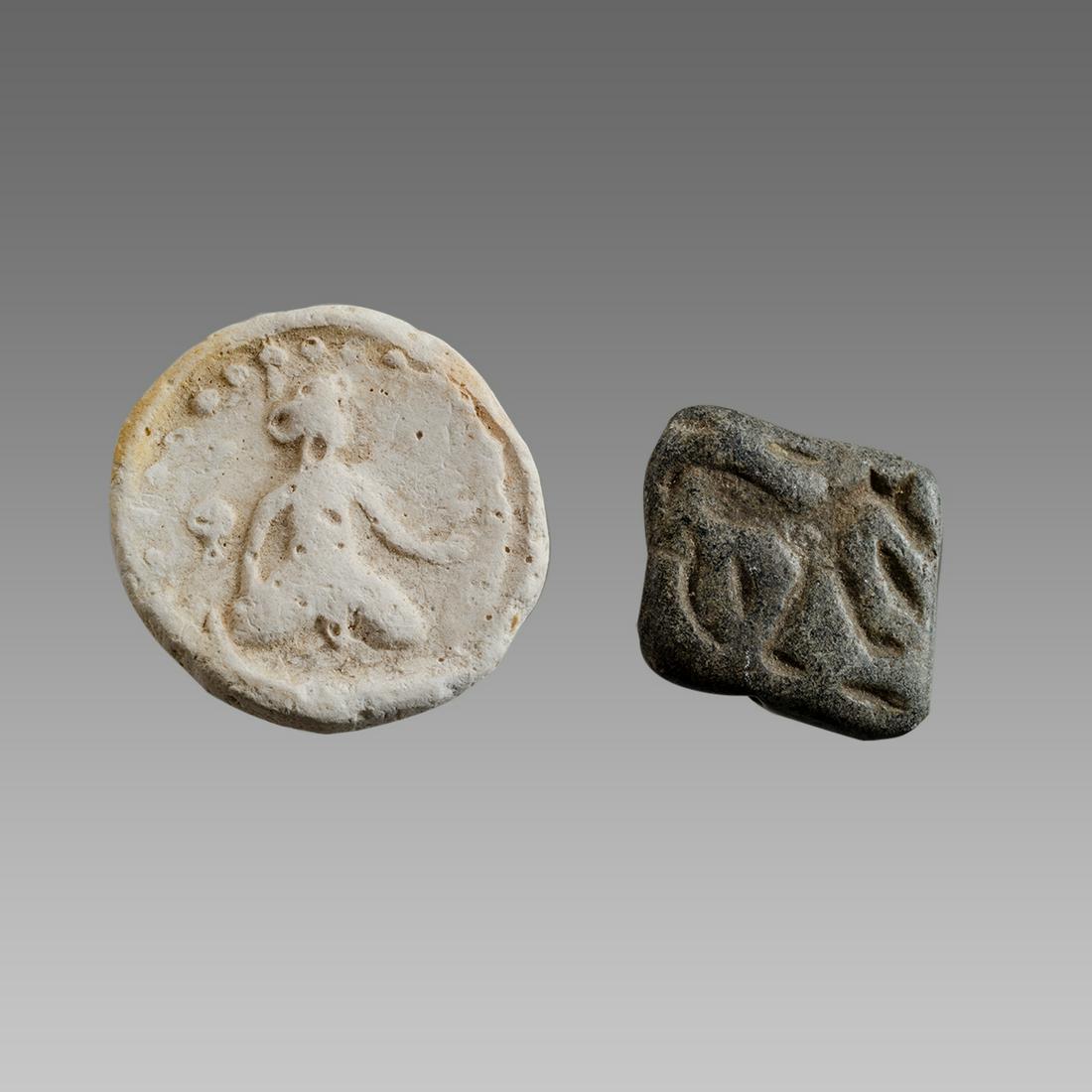 Lot of 2 Near Eastern Style Stone Seal. (1 of 2)