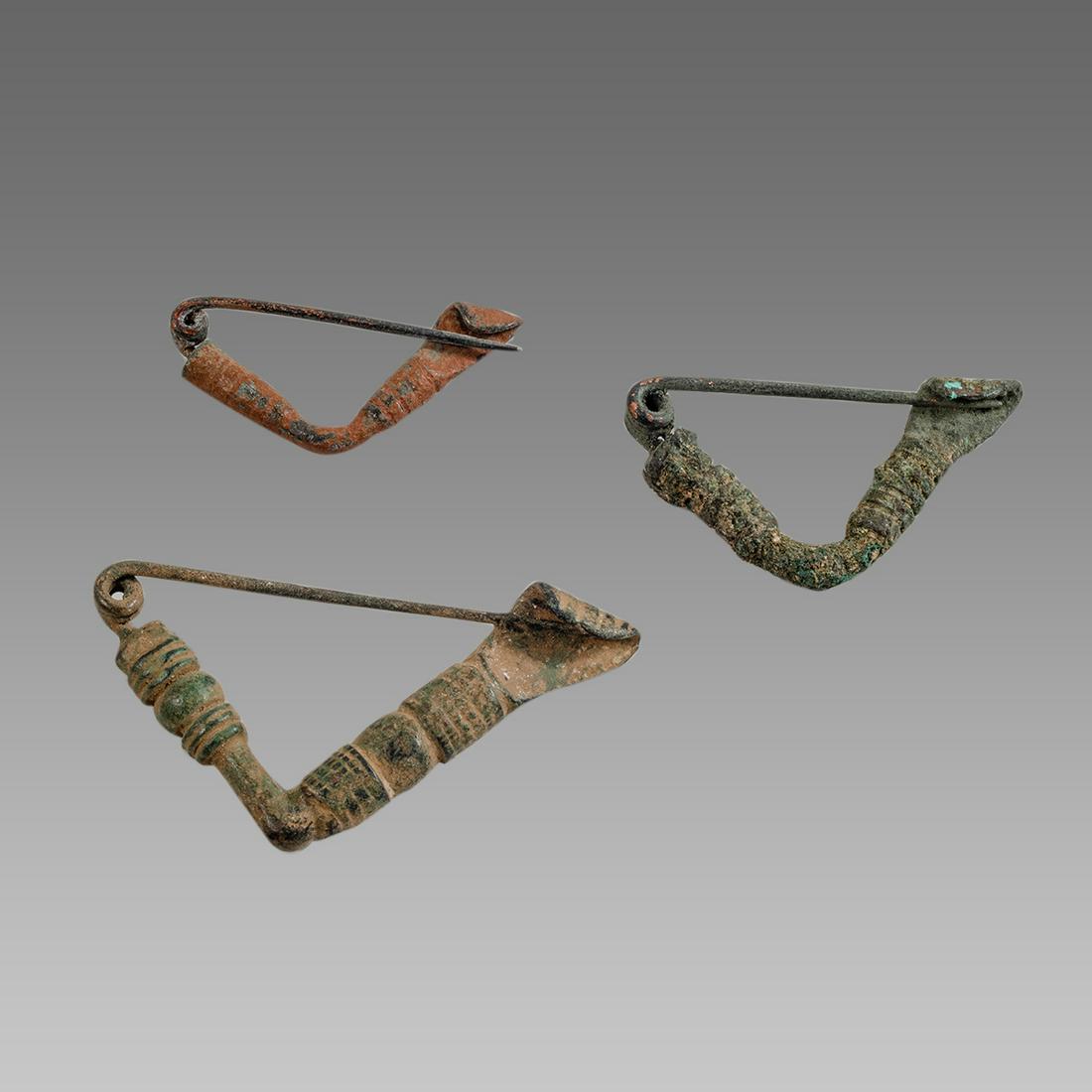 Lot of 3 Roman Bronze Fibula Brooch. (1 of 2)