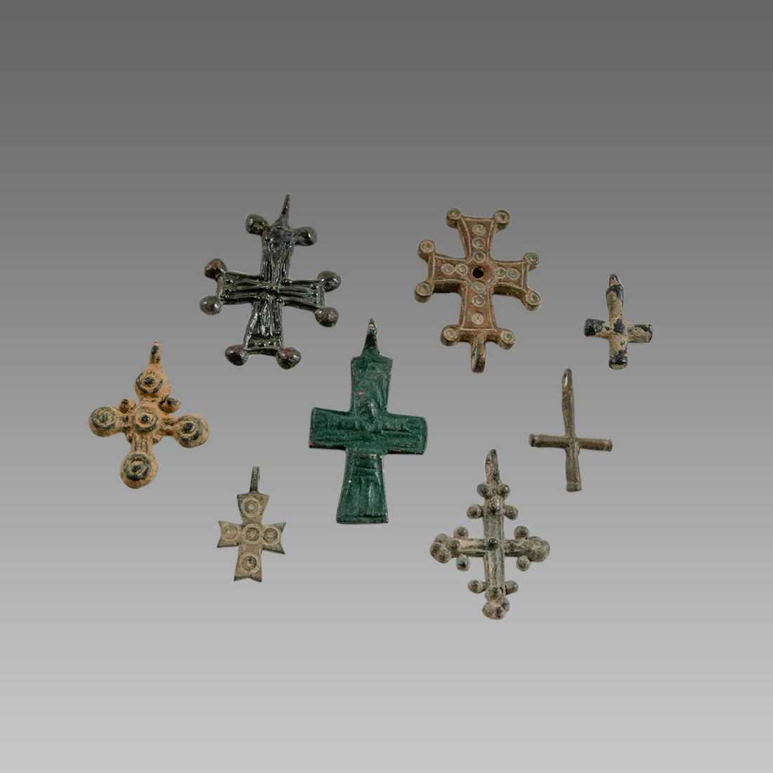 Lot of 8 Byzantine Bronze Crosses.: Lot of 8 Byzantine Bronze Crosses. Size 1 - 2 1/8 inches length. Ex Private NYC collection acquired prior to 1990's in the London Market.