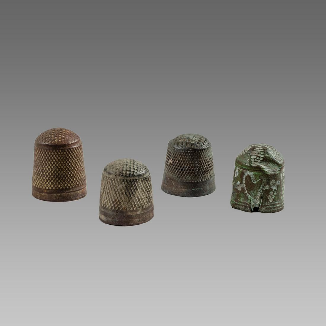 Lot of 4 Medieval Bronze Thimbles. (1 of 2)