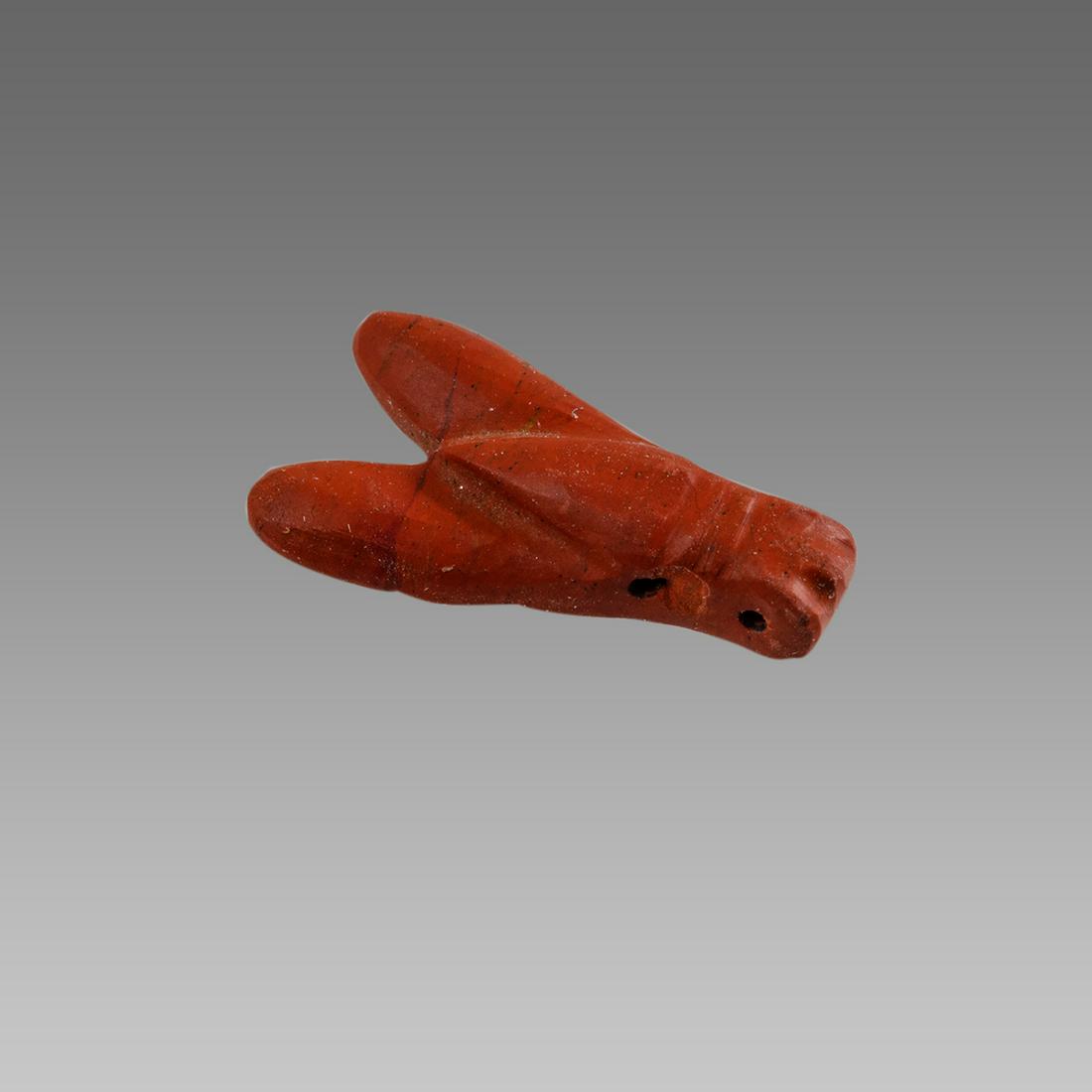 Ancient Egyptian Fly Amulet c.700-30 BCE.: Ancient Egyptian Fly Amulet c.700-30 BCE. Size 14 mm. Red stone amulet of a Fly with suspension hole. Provenance: Ex Secret Eyes Gallery New York 1970's-1980's.