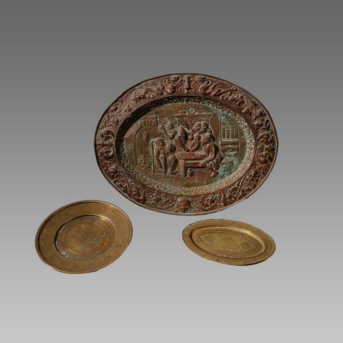 Lot of 3 Middle eastern Copper Trays. (1 of 1)