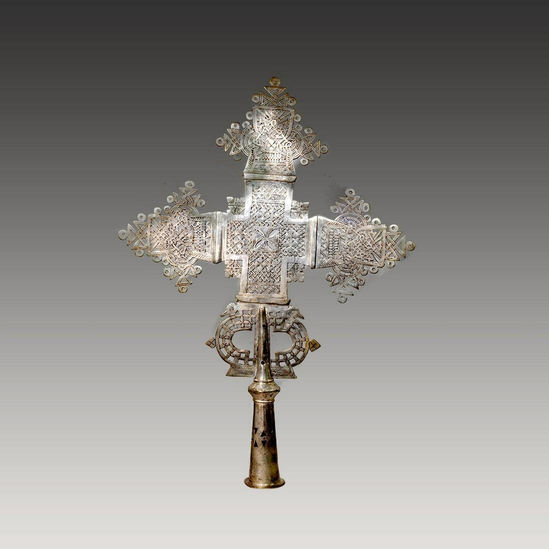 Large Coptic Ethiopian Silvered Cross. (1 of 2)