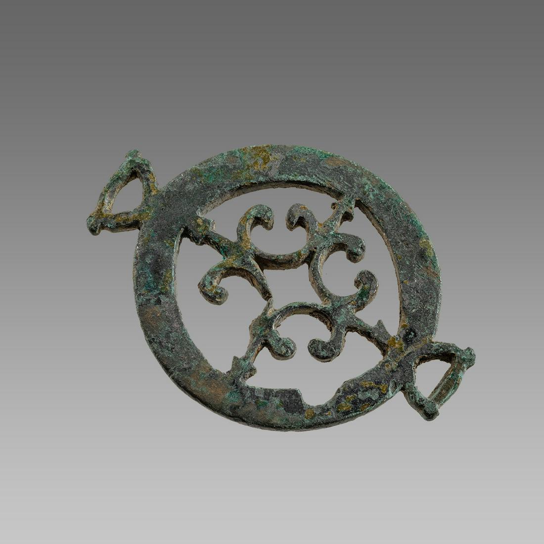 Ancient Byzantine Bronze Ornament with Cross c.8th (1 of 2)