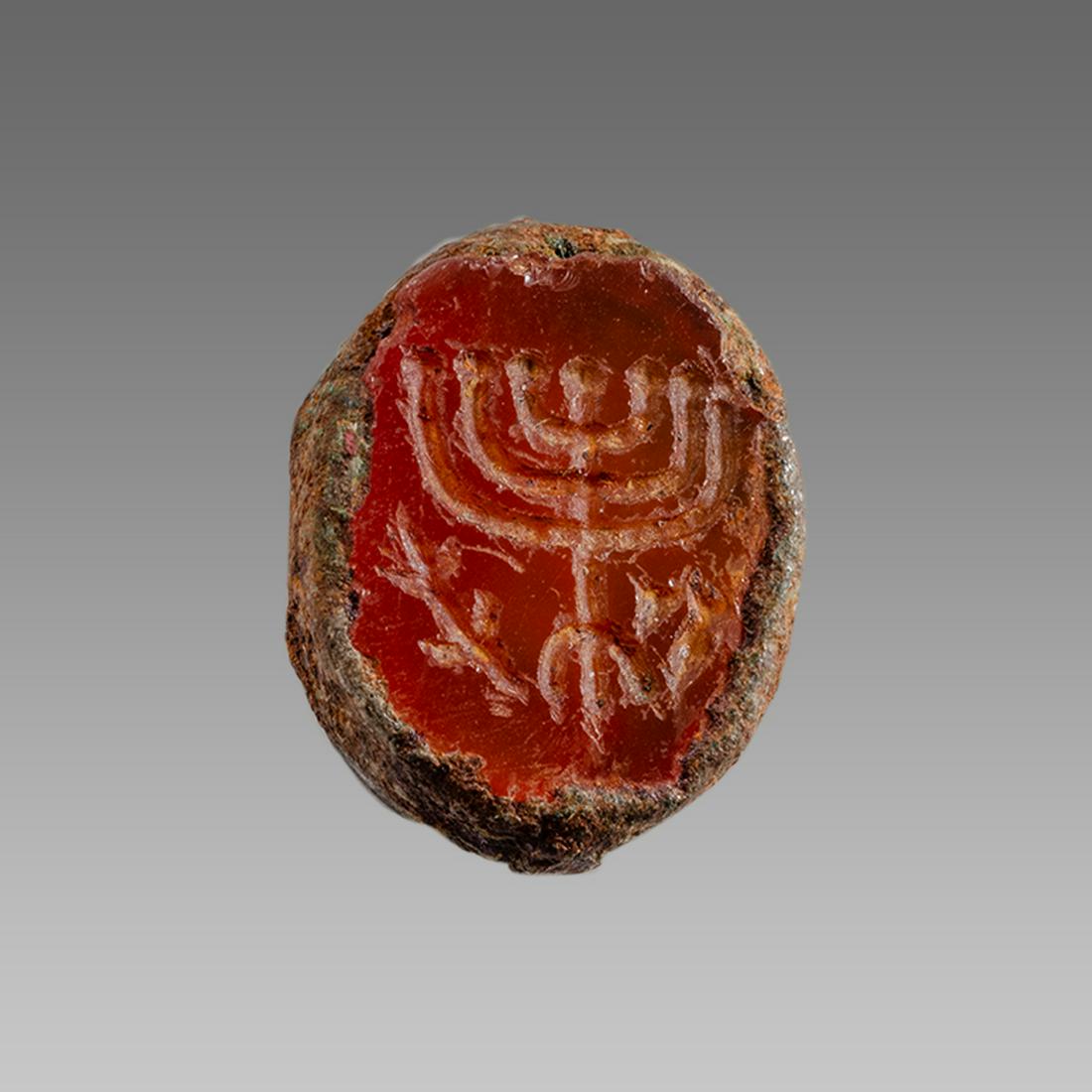 Judaica, Agate Seal with Menorah. (1 of 2)