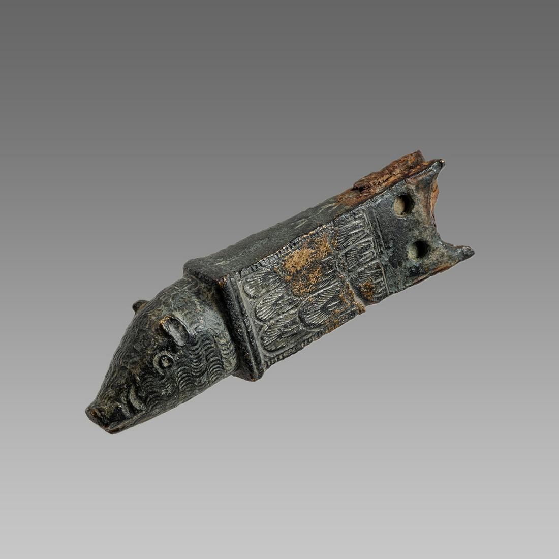 Ancient Roman Bronze Knife Handle with Boar head c.2nd (1 of 2)
