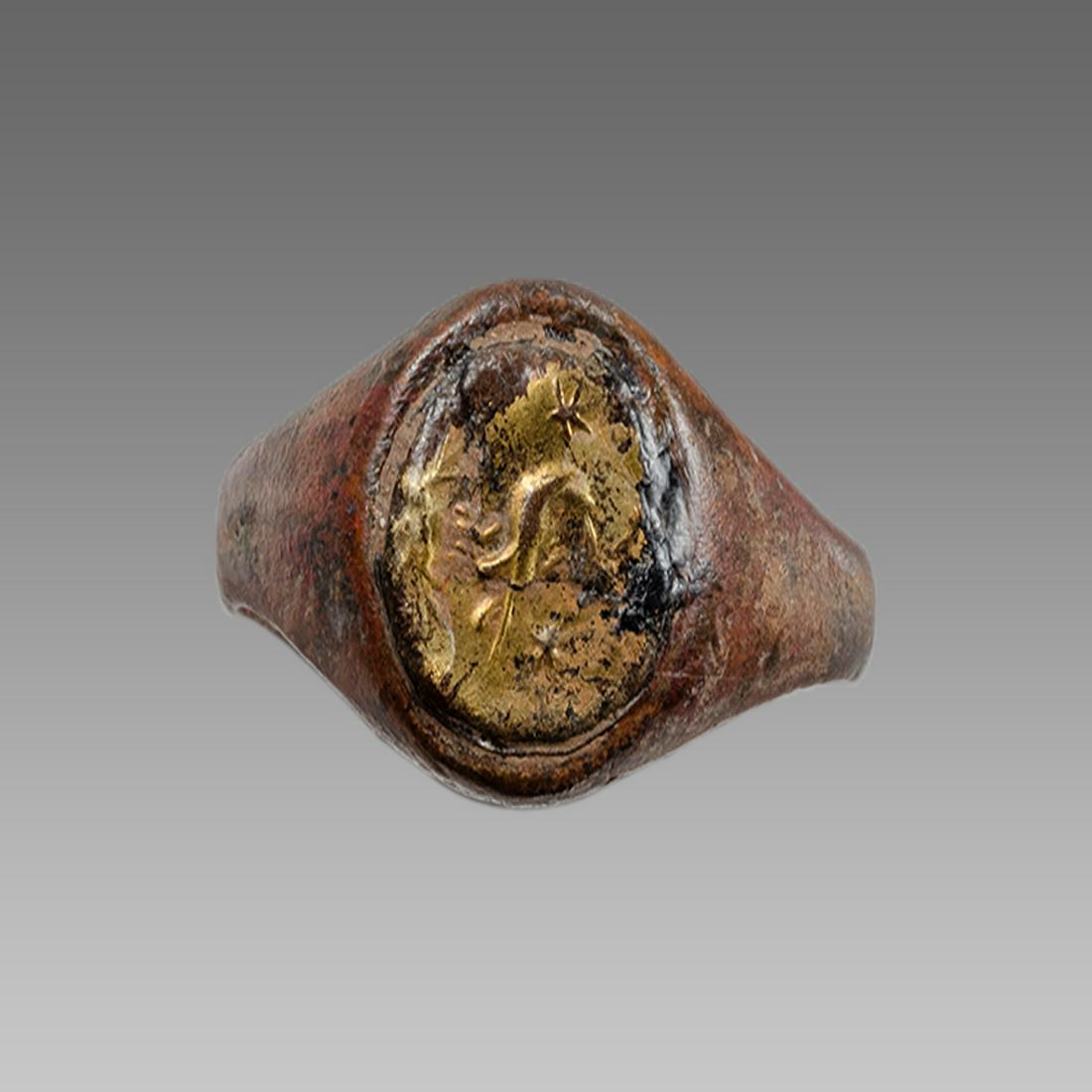 Ancient Roman Bronze Ring with bird c.2nd-4th century (1 of 2)
