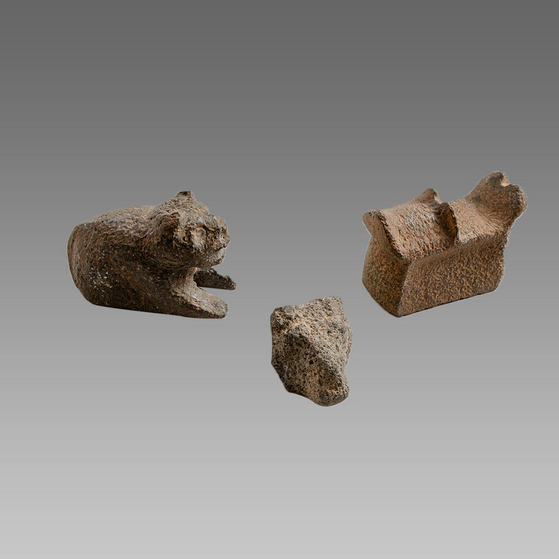 Lot of 3 Carved Basalt Animals. (1 of 1)