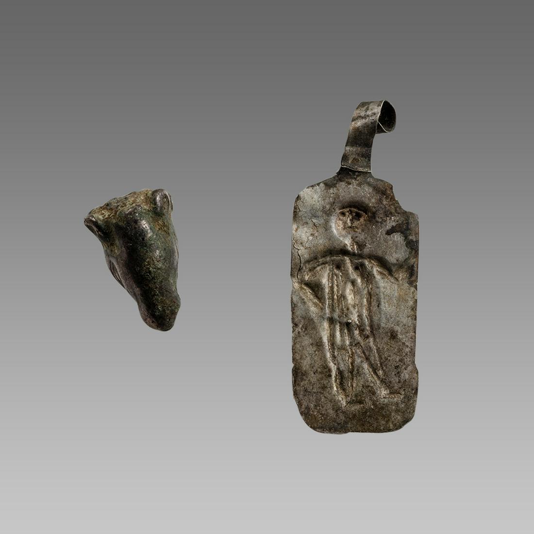 Lot of 2 Ancient Roman Silver Amulets c.3rd century AD. (1 of 3)