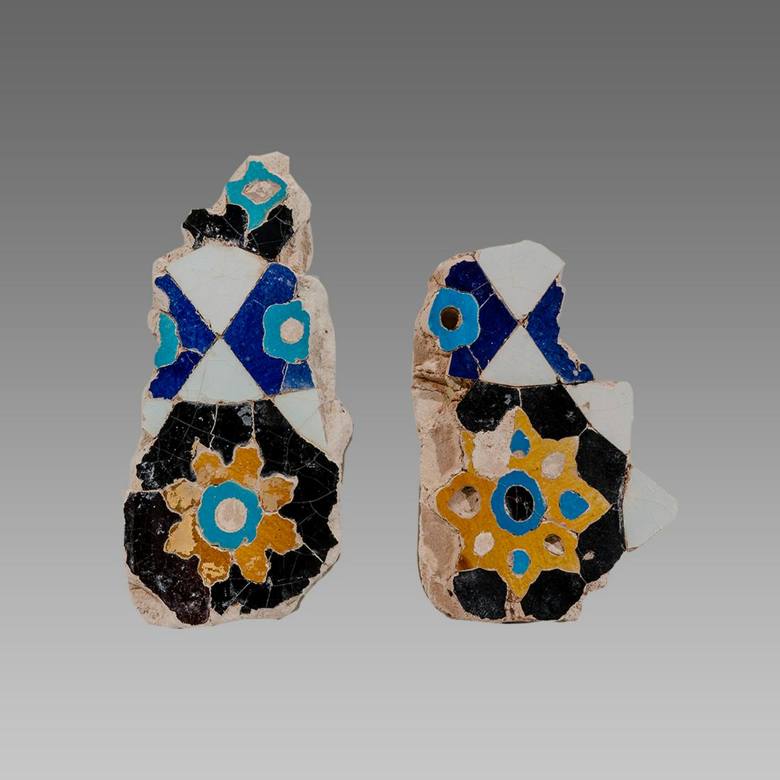Lot of 2 Islamic Cermaic Tiles Fragments c.19th century (1 of 2)