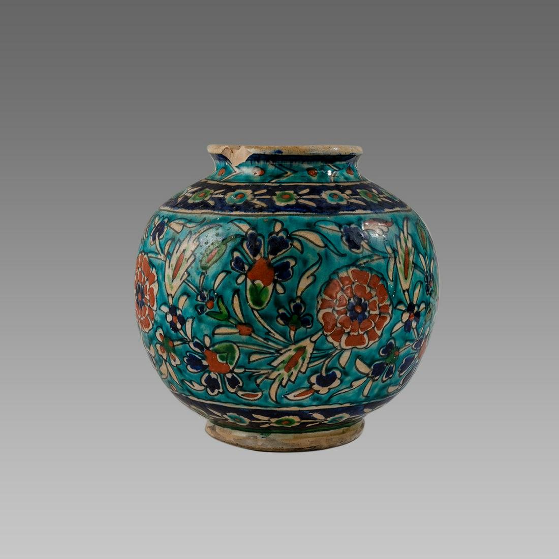 Turkish Cermaic Footed Jar. (1 of 3)