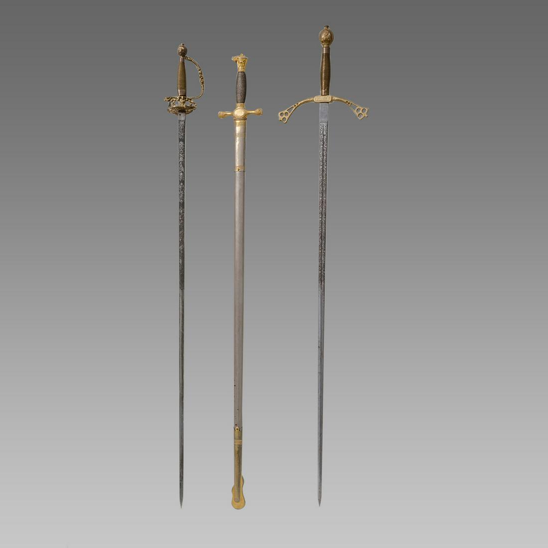 Lot of 3 American Ceremonial Swords. (1 of 2)