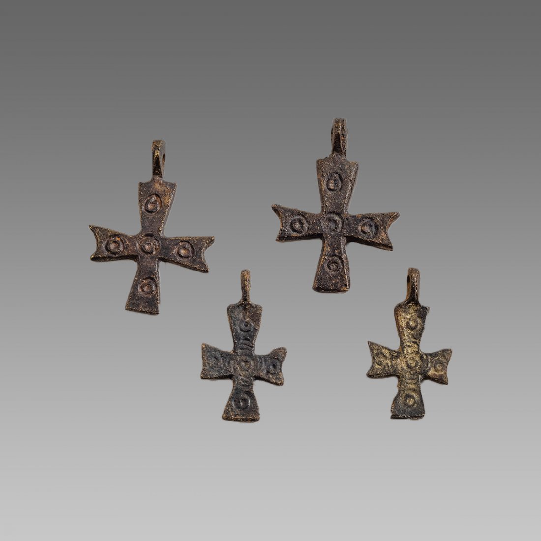 Lot of 4 Byzantine Style Bronze Crosses (1 of 2)