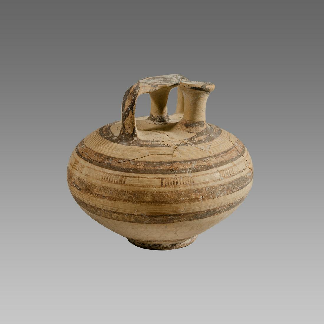 Ancient Mycenaean pottery stirrup vessel Circa (1 of 3)