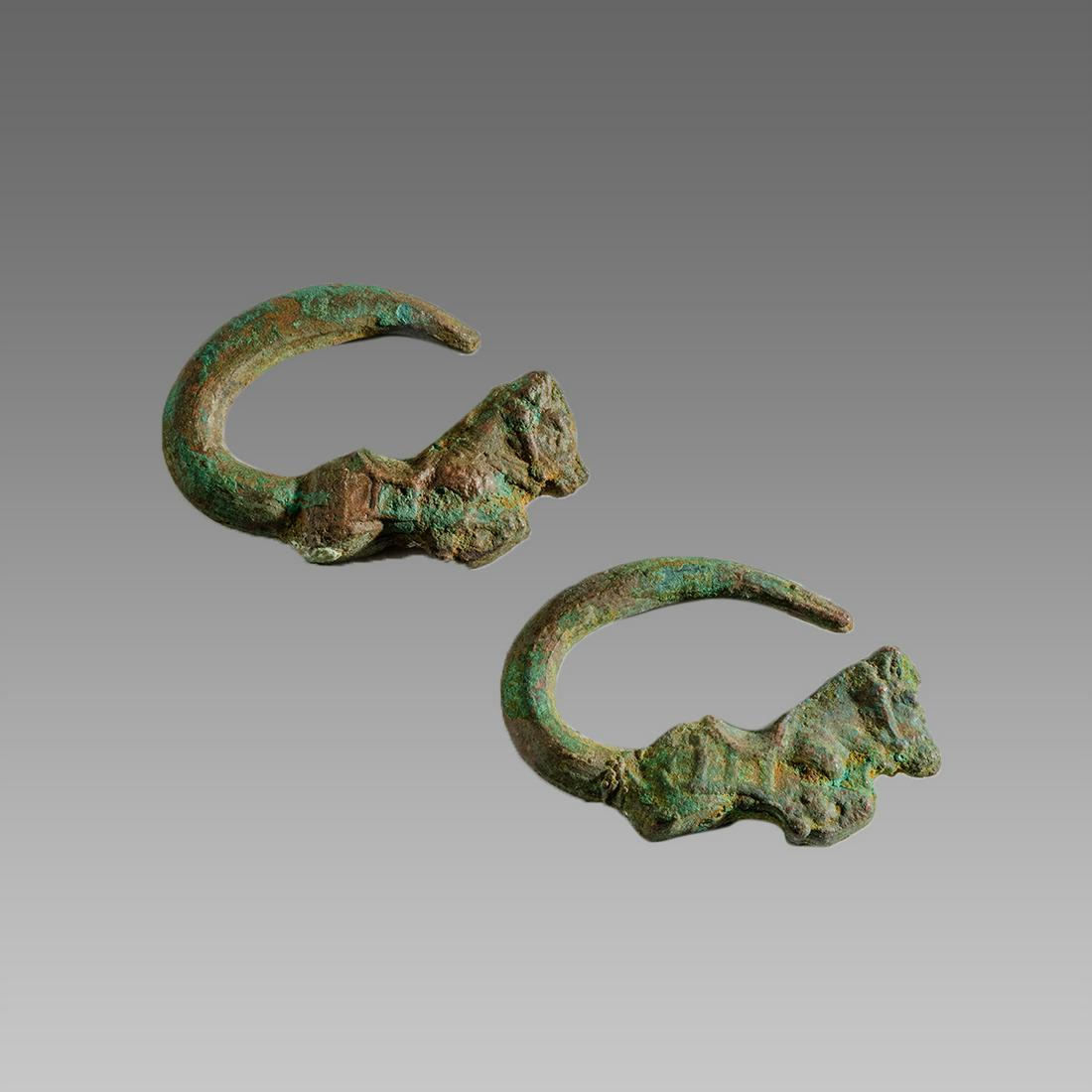 A Pair of Near Eastern Hollow Bronze Earrings. (1 of 1)