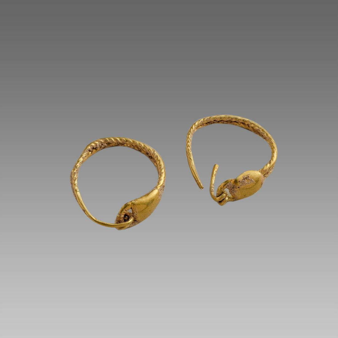 Ancient Roman Pair of Gold Earrings c.3rd cent AD. (1 of 1)