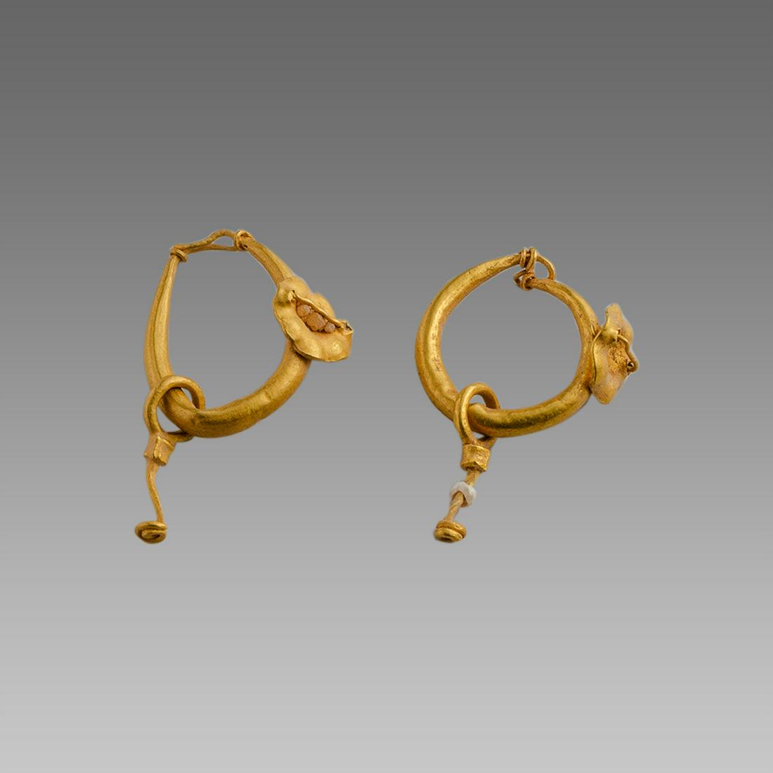 Ancient Roman Pair of Gold Earrings c.3rd cent AD. (1 of 1)