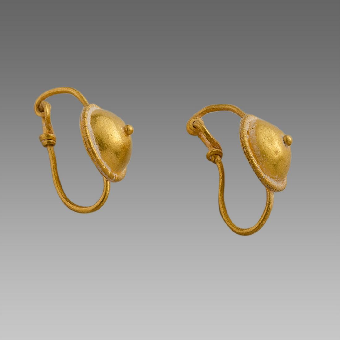 Ancient Roman Pair of Gold Earrings c.3rd cent AD. (1 of 1)