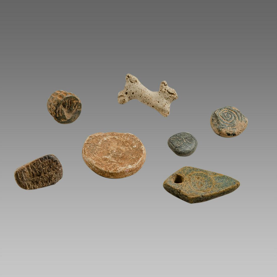 Lot of 7 Ancient Mesopotamian stone Amulets c.600 BC. (1 of 1)