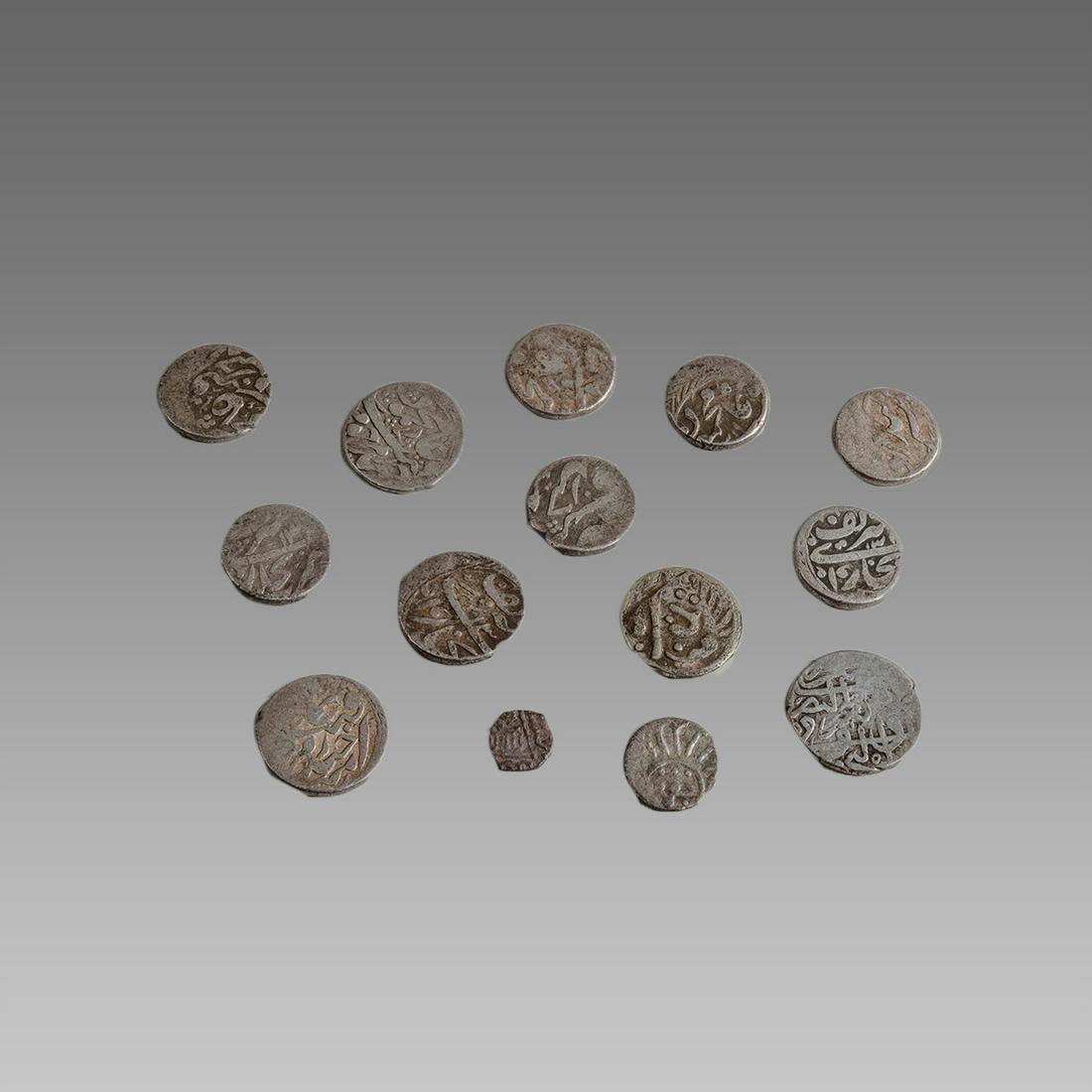 Lot of 14 Islamic India Silver coins c.18th century AD. (1 of 2)