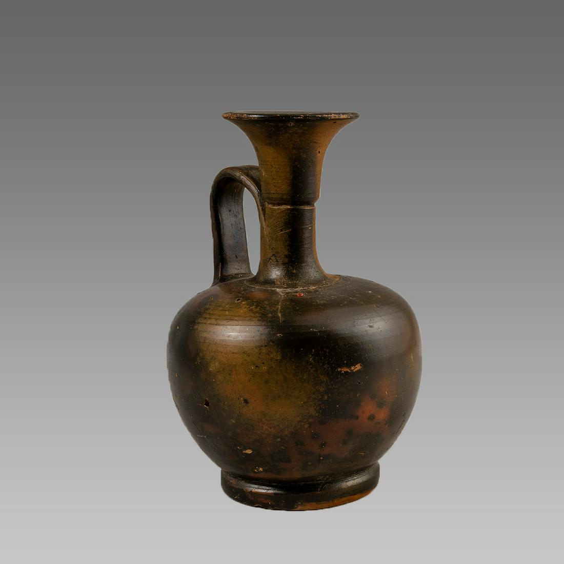 Ancient South Italian Apulian Black Glazed Jug c.50 BC. (1 of 2)
