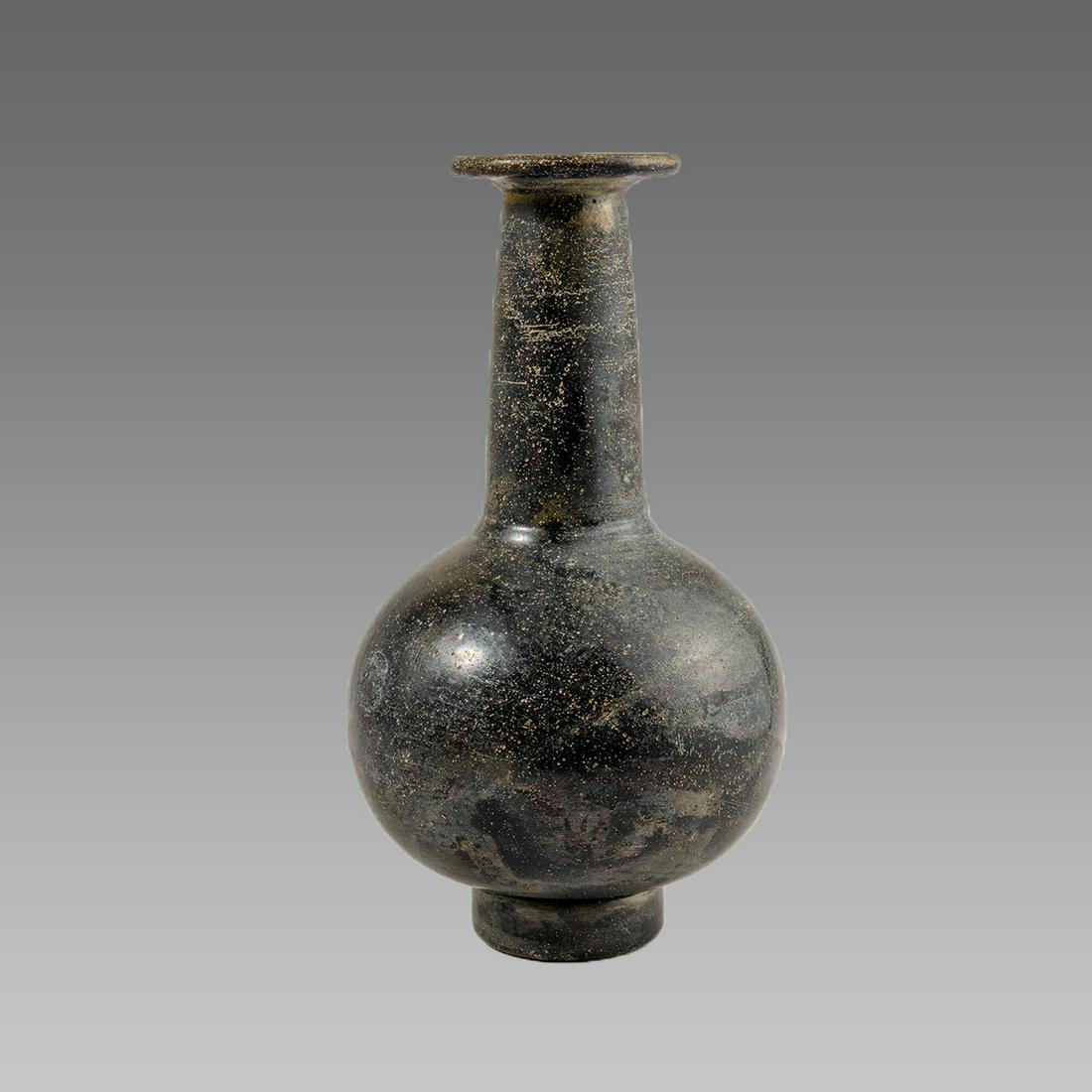 Ancient Islamic footed blue glass Bottle c.8th-10th (1 of 3)