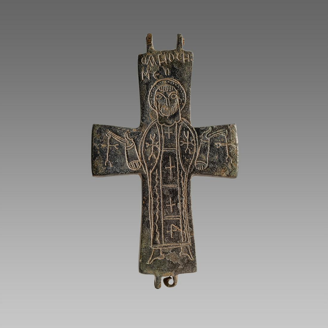 Ancient Byzantine Reliquary Bronze Cross c.6th-8th cent (1 of 2)