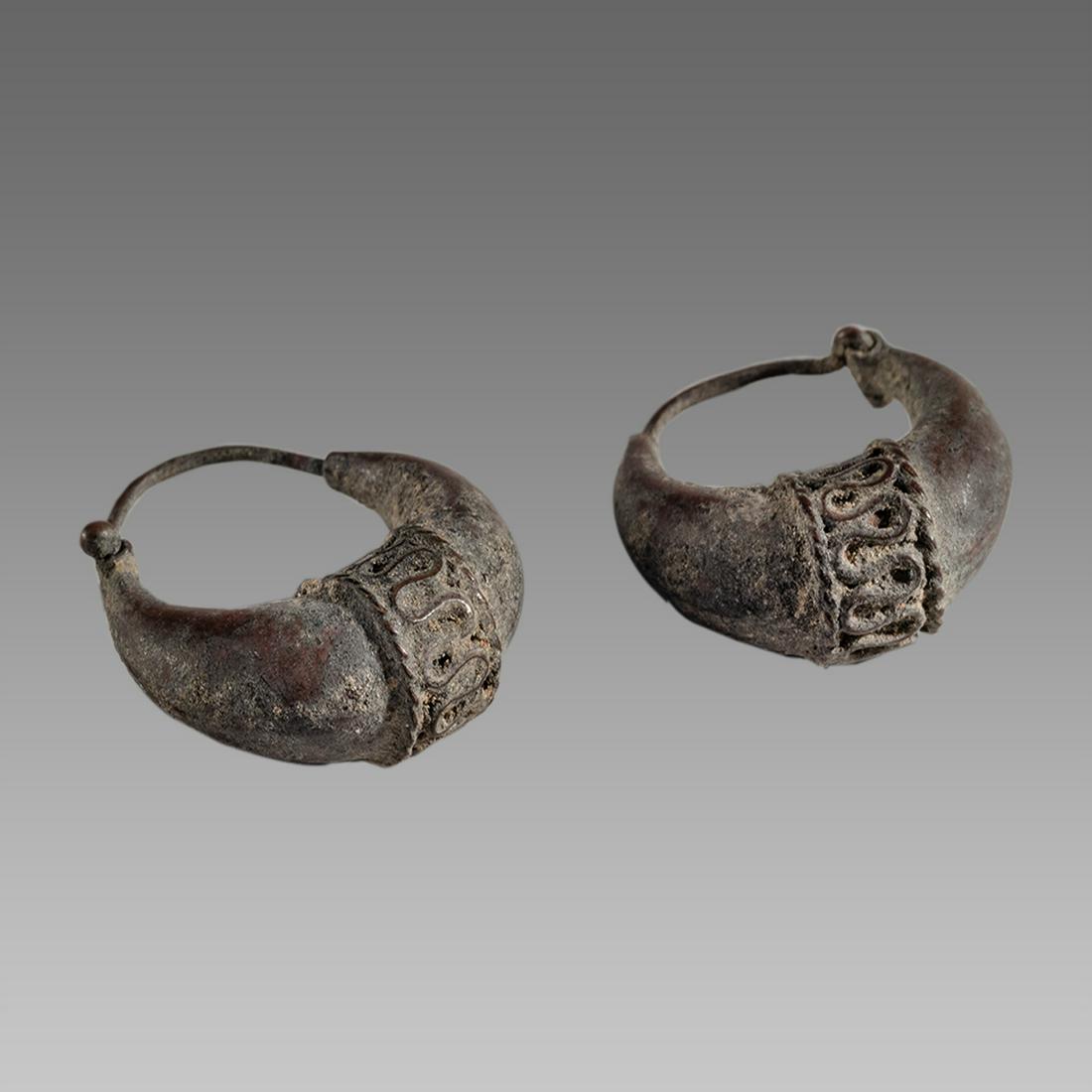 Ancient Byzantine Silver Earrings c.6th-8th cent AD. (1 of 1)