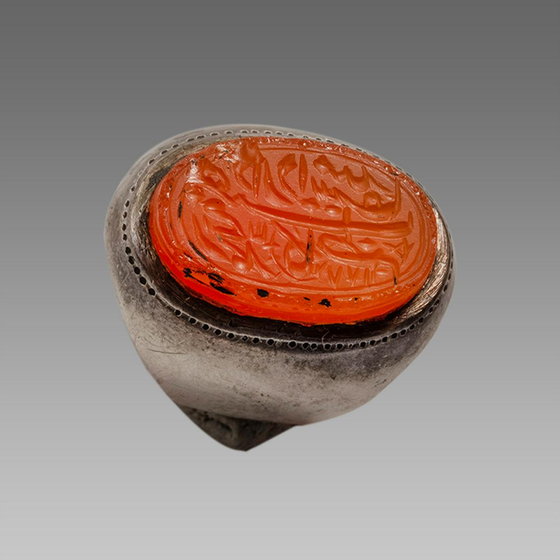 Islamic Persian Silver Ring with Carnelian Seal ad (1 of 2)