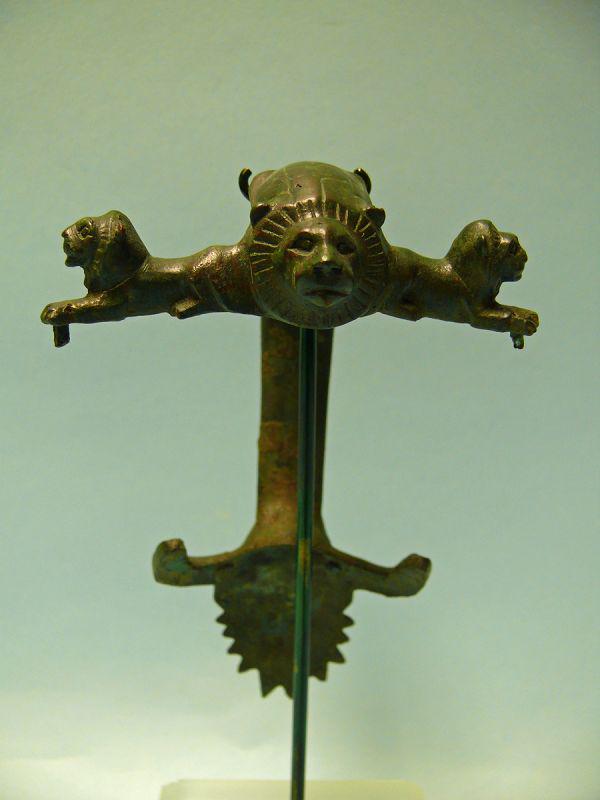Ancient Roman Bronze Hydria Handle with Lions c.1st (1 of 3)