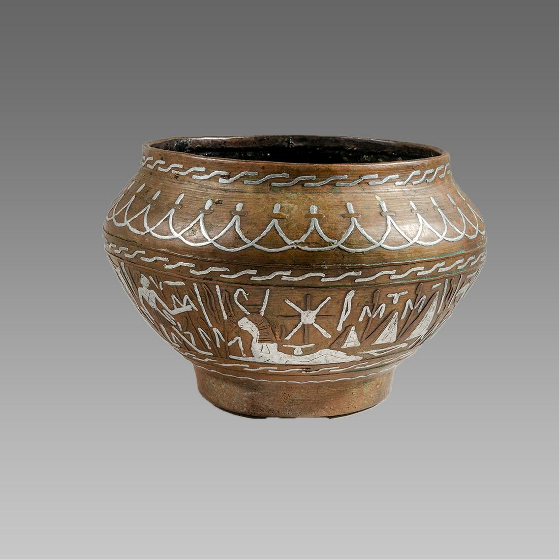 Middle Eastern Copper Bowl Silver Inlaid Egyptian (1 of 2)
