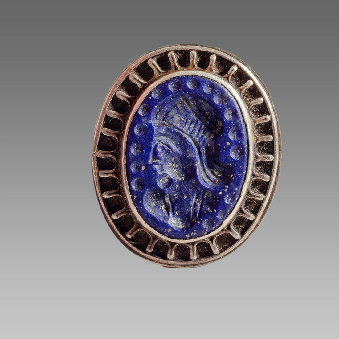 Persian Large Silver Ring with Lapis Lazuli Intaglio. (1 of 3)