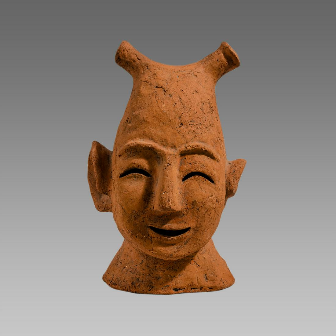 Ancient Japanese Kofun Haniwa Warrior Head, c.4th-6th (1 of 2)