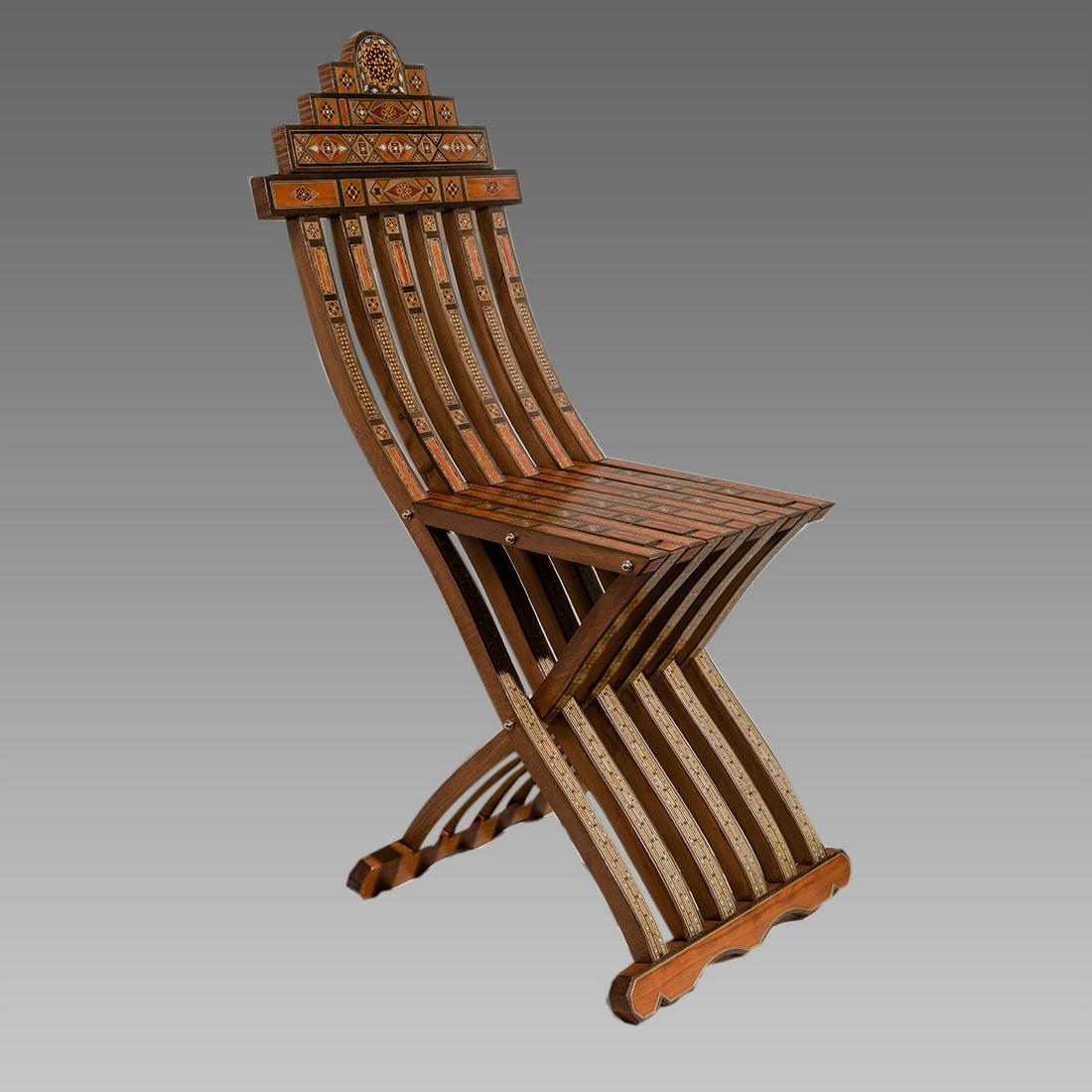 A Middle Eastern Syria, Morrish Wood Chair. (1 of 3)