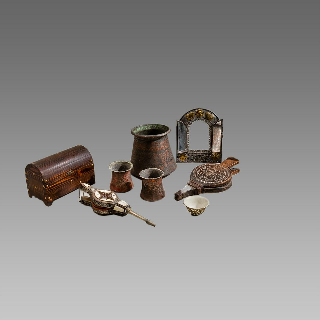 Middle Eastern Moroccan Wood Chest, Copper Misc. (1 of 1)