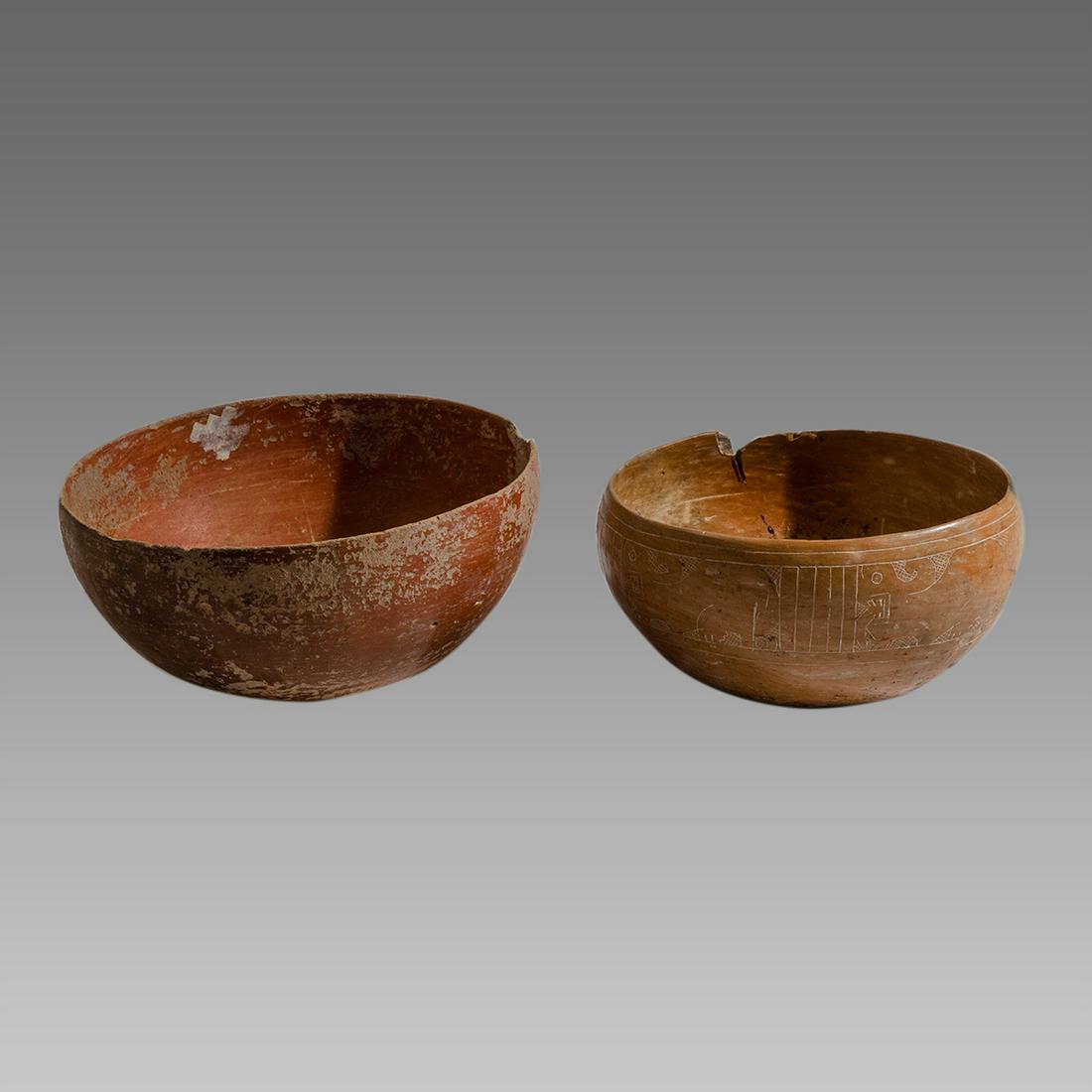 Lot of 2 Pre-Columbian Mayan Pottery Bowls c.550-900 (1 of 2)